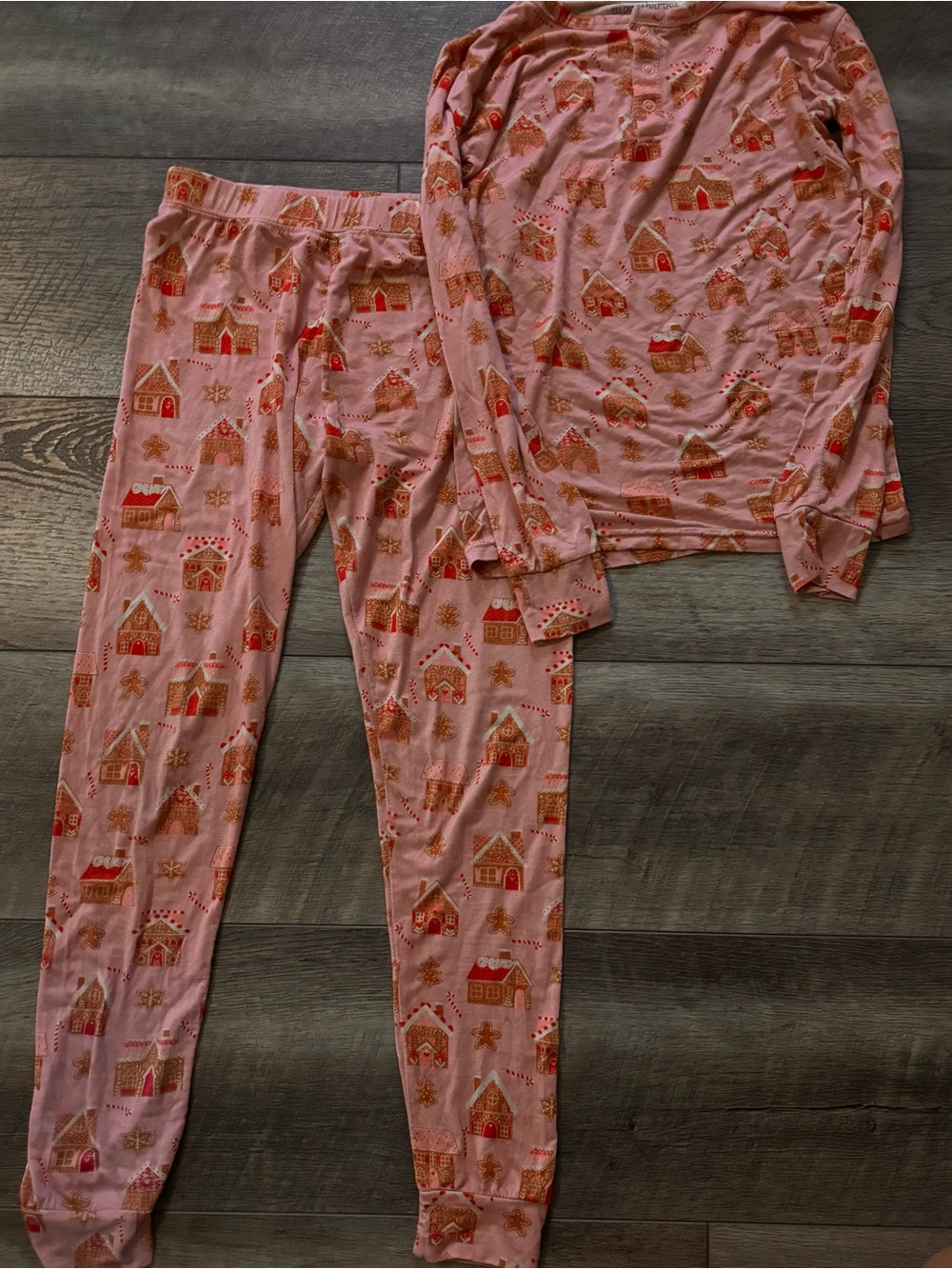 Kids Pink Gingerbread House Pajama Set